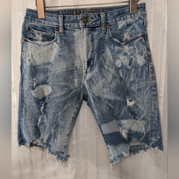 AMERICAN EAGLE OUTFITTERS Denim Shorts Bleached Distressed sz 29 - Picture 13 of 14